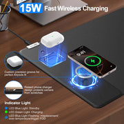 15W Wireless Charging Mouse Pad Large Non Slip Gaming Desk Mat