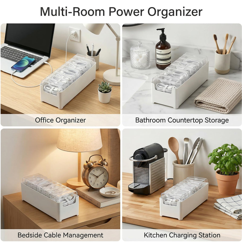 2 Pack Cable Organizer Box with 22 Mini Clear Cord Storage Cases