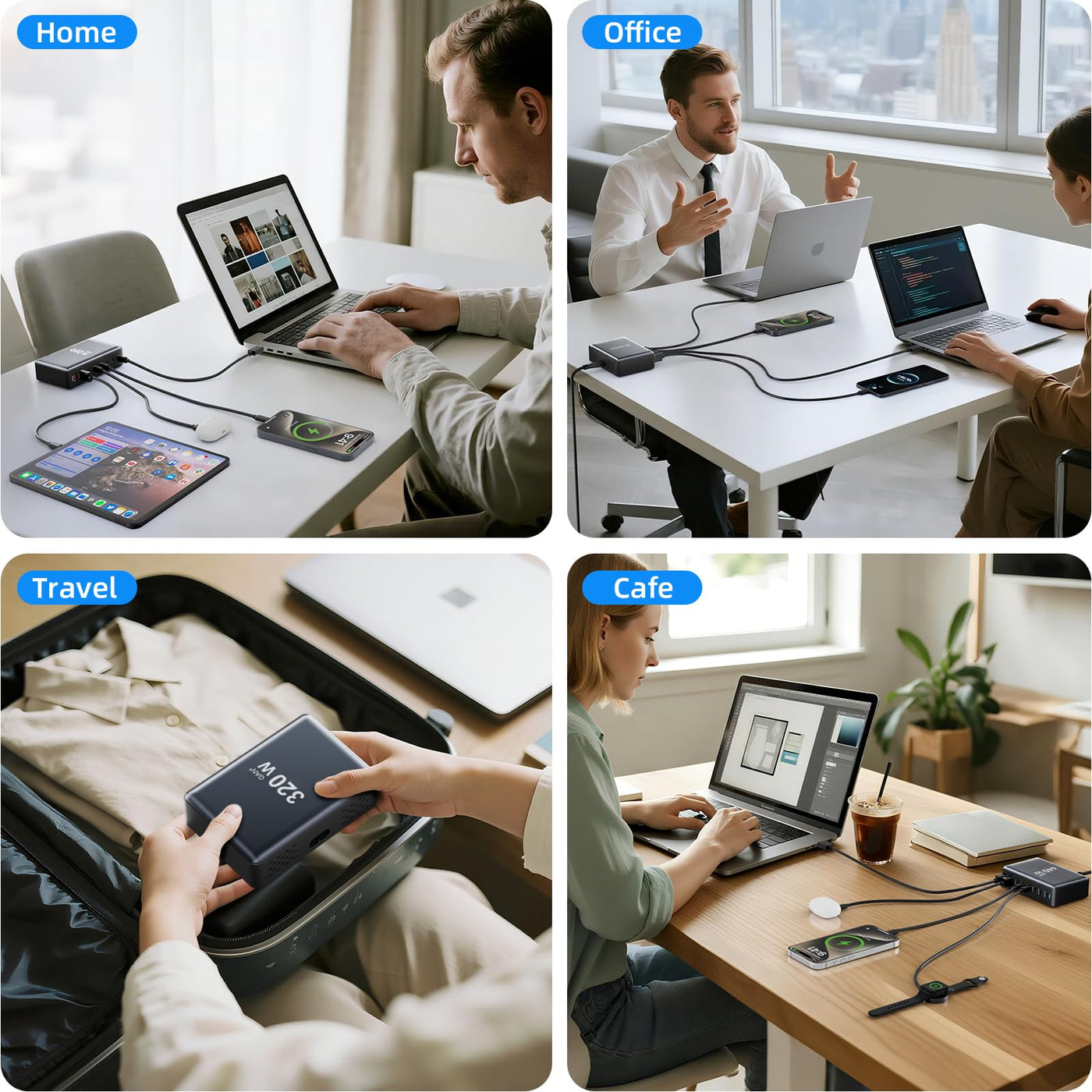 8 Port USB C Fast Charging Station Charger Block