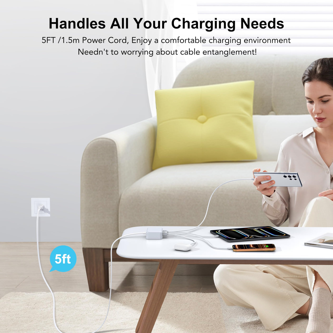 100W GaN 6 Port USB C Fast Charging Station Cube Wall Charger