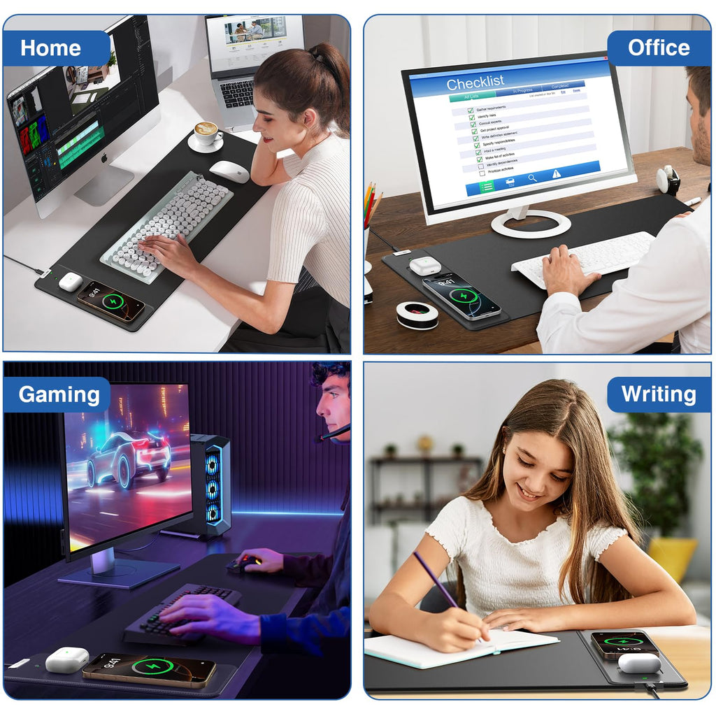 15W Wireless Charging Mouse Pad Large Non Slip Gaming Desk Mat