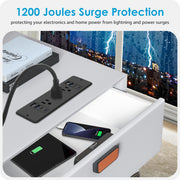14 in 1 Recessed Power Strip 20W Surge Protector 6 AC 8 USB Ports