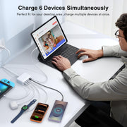 100W GaN 6 Port USB C Fast Charging Station Cube Wall Charger