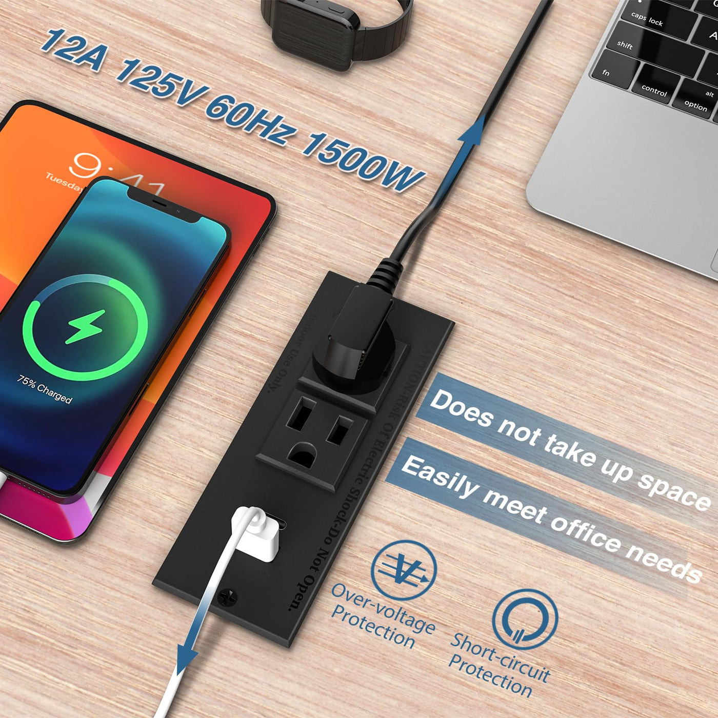 3 Inch Recessed Desktop Power Grommet 30W PD Fast Charging AC