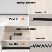 65W Recessed Power Strip with Retractable Spring Cord