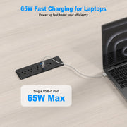 65W USB C Recessed Power Strip Desktop 4 AC Outlet PD GaN Charger